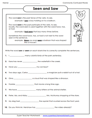 Verb Worksheets (Commonly Confused)