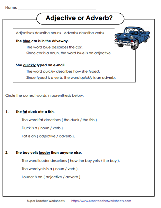 Adjectives and Adverbs Printables