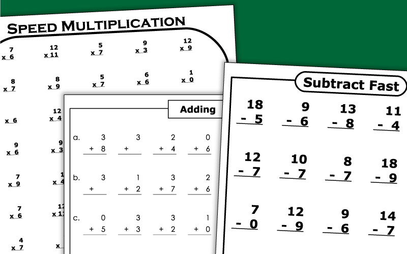 Math Minute Drills - Worksheets