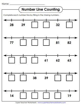 Number Line Counting Worksheets