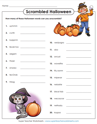 Halloween Worksheets - Puzzles and Games