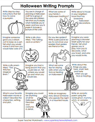Halloween Worksheets - Writing Prompts