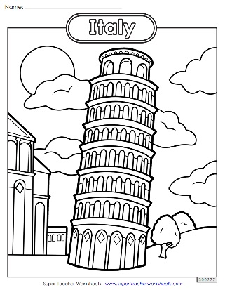 Italy Leaning Tower Pisa Coloring