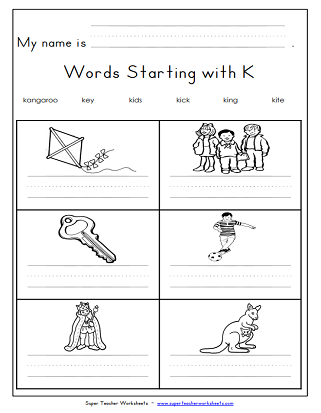 Letter K Worksheets
