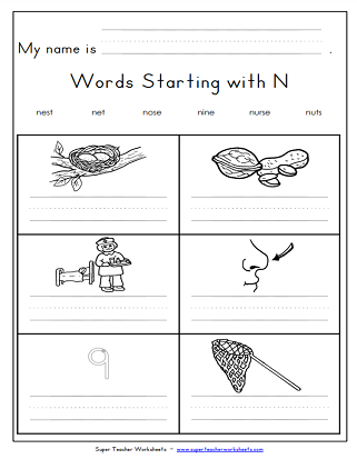 Letter N Worksheets - Writing