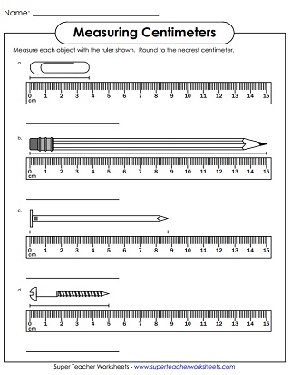 Measuring Centimeters Worksheets