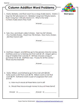 Math Word Problems (Worksheets)