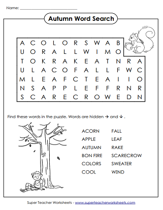 Autumn (Fall) Word Search Puzzle