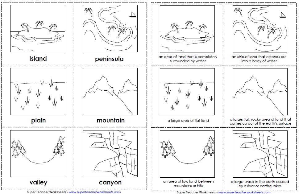 landforms for kids worksheets