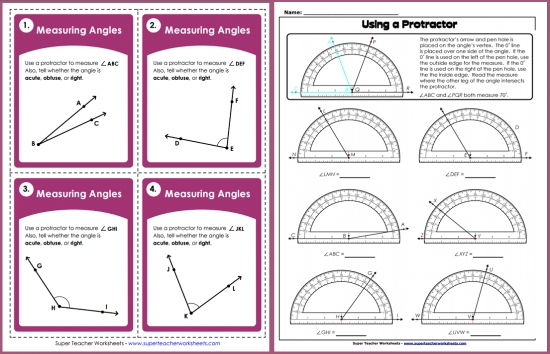 measuring angles printable worksheets