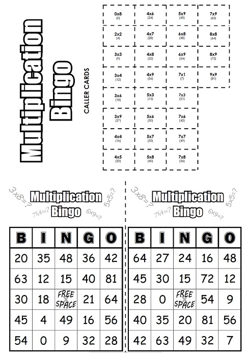 Math bingo printable cards