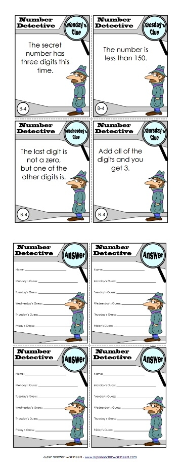 Number Detective Math Game 