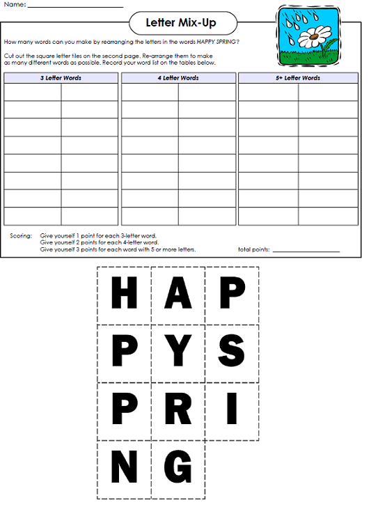 Spring Worksheets On SuperTeacherWorksheets