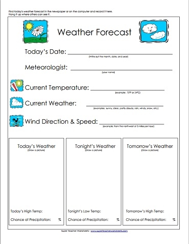 weather map for kids worksheets