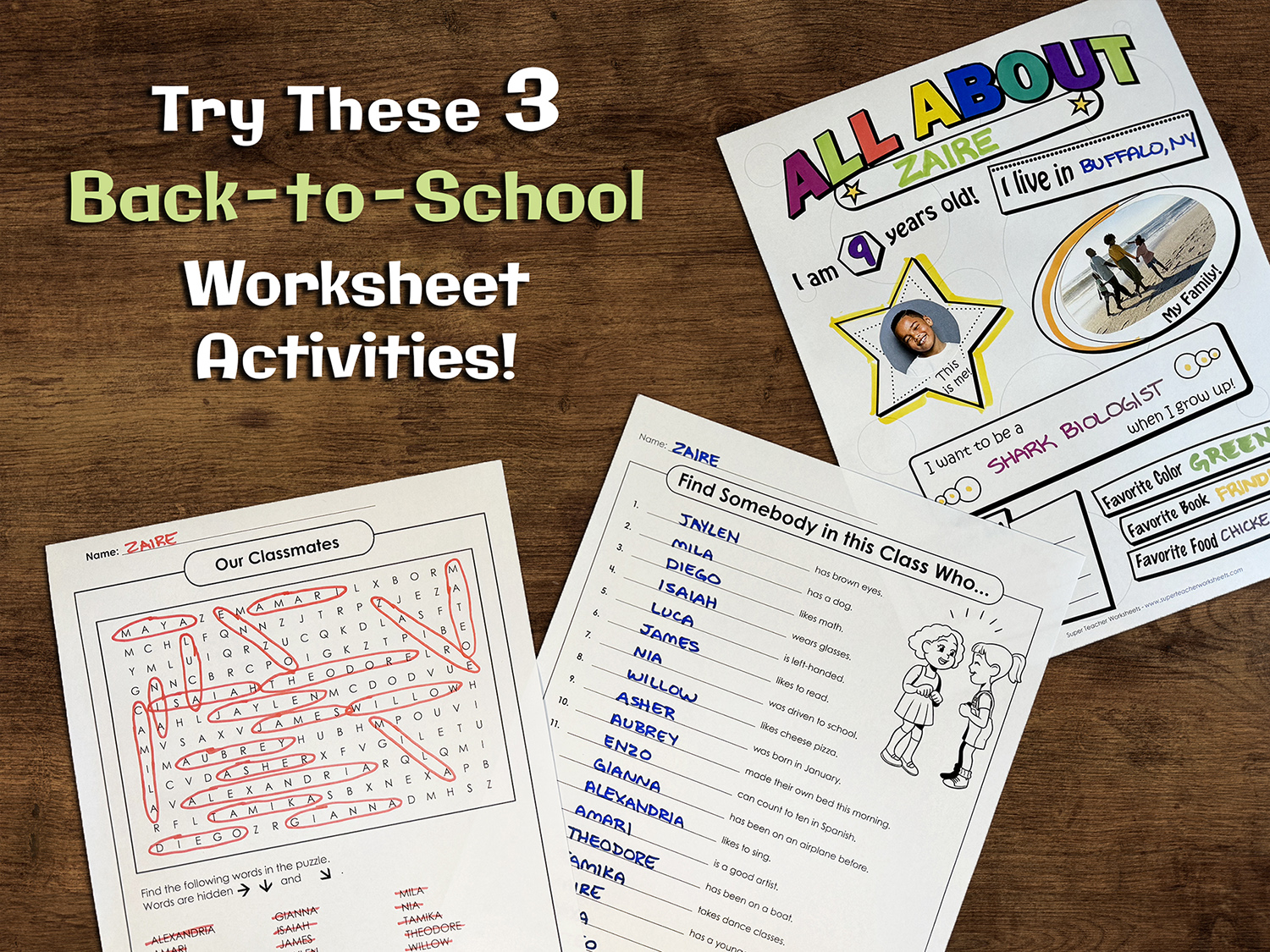 New School Year Worksheets