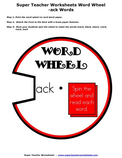 Word Family Word Wheels - -ack Word Wheel (Printable PDF Worksheet)