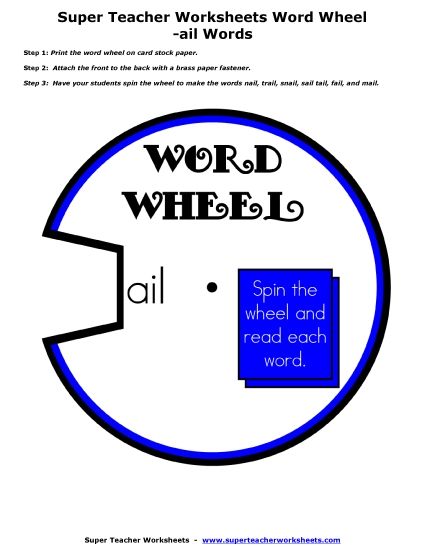 Word Family Word Wheels - -ail Word Wheel (Printable PDF Worksheet)