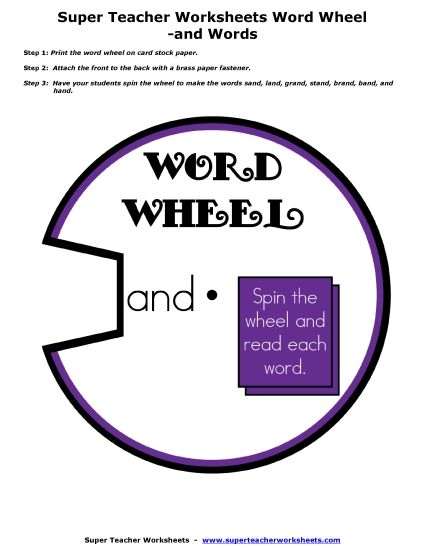 Flashcards and Word Wheels - -and Letter Blend Word Wheel (Printable PDF Worksheet)