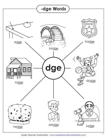 Anchor Chart - -dge Words Anchor Chart  (Printable PDF Worksheet)