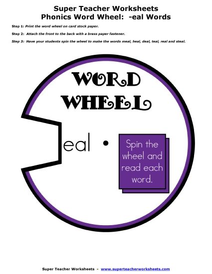  Flashcards, Sliders, and Word Wheels - -eal Word Wheel Activity (Printable PDF Worksheet)
