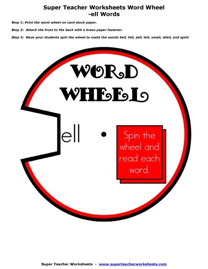 Word Family Word Wheels - -ell Word Wheel (Printable PDF Worksheet)