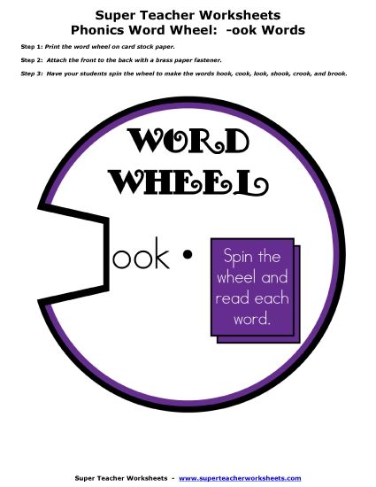 Flashcards and Word Wheels - -ook Word Family Wheel (Printable PDF Worksheet)