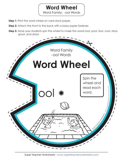 Word Family Word Wheels - -ool Word Wheel (Printable PDF Worksheet)