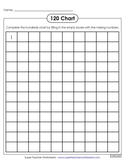 120 Charts (1-120) - 120 Chart (Blank) (Printable PDF Worksheet)