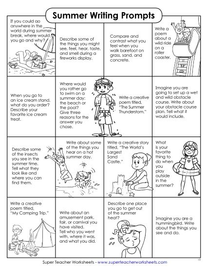 Writing - 16 Writing Prompts (Printable PDF Worksheet)