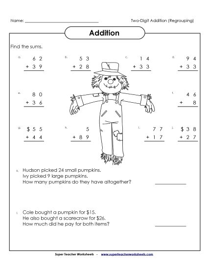 Addition - 2-Digit Addition (Printable PDF Worksheet)