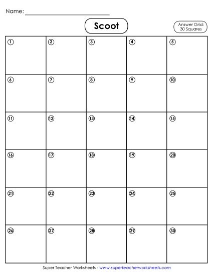 Templates - 30-Square Student Answer Grid (Printable PDF Worksheet)