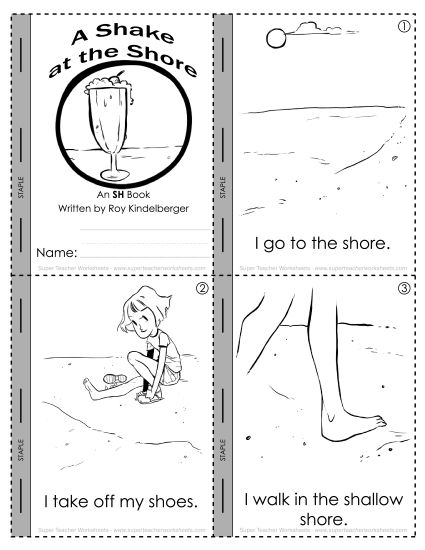 Consonant Digraphs - A Shake at the Shore (sh sound) (Printable PDF Worksheet)
