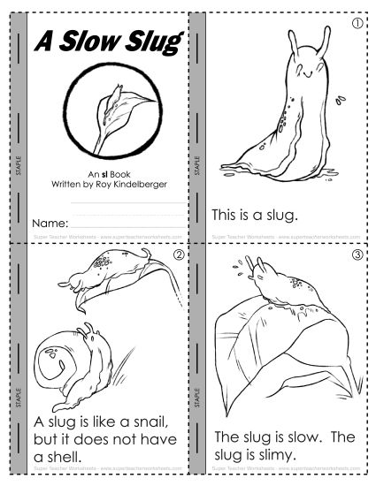 Cut and Glue Activities - A Slow Slug (Mini-Book) (Printable PDF Worksheet)