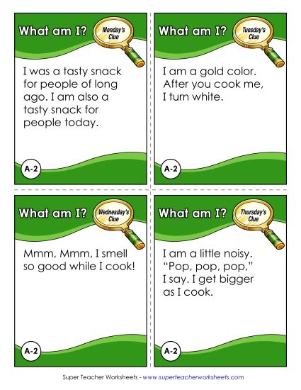 1st Grade - A2 - Popcorn (Printable PDF Worksheet)