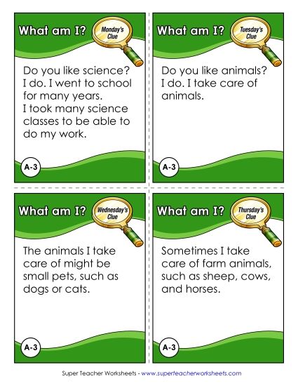 1st Grade - A3 - Vet (Printable PDF Worksheet)