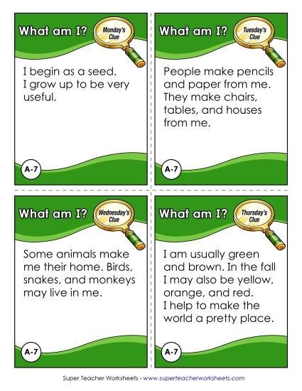 1st Grade - A7 - Tree (Printable PDF Worksheet)