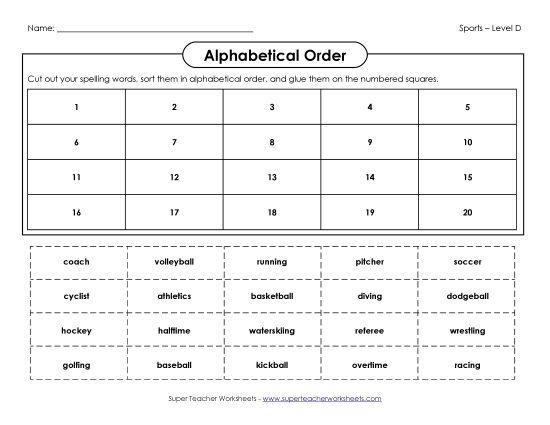 ABC Order - ABC Order: Cut and Glue (Printable PDF Worksheet)