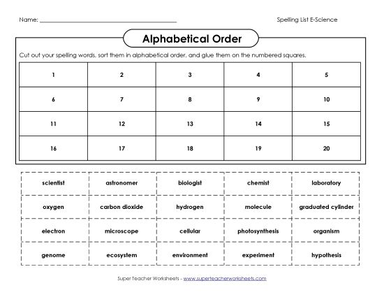ABC Order - ABC Order: Cut and Glue (Printable PDF Worksheet)
