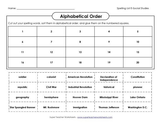 ABC Order  - ABC Order: Cut and Glue (Printable PDF Worksheet)