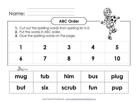 ABC Order - ABC Order - Cut & Paste (A-5) (Printable PDF Worksheet)