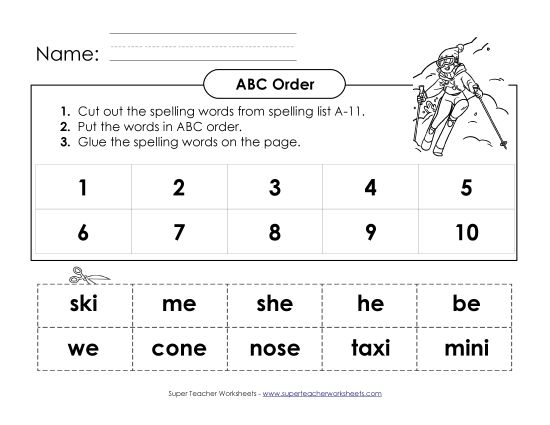 ABC Order - ABC Order: Cut-Glue (A-11) (Printable PDF Worksheet)