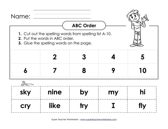 ABC Order - ABC Order: Cut n' Glue (A-10) (Printable PDF Worksheet)