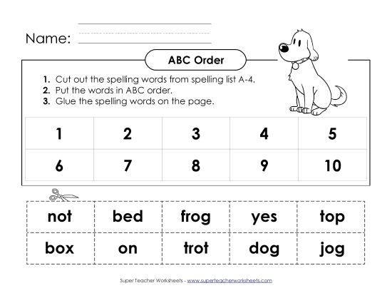 ABC Order - ABC Order - Glue & Cut (A-4) (Printable PDF Worksheet)