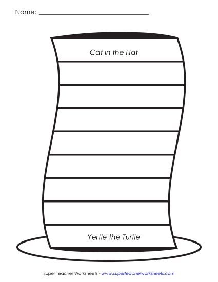 Dr. Seuss Worksheets - ABC Order (Intermediate) - Seuss Titles (Printable PDF Worksheet)