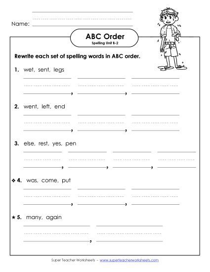 ABC Order - ABC Order - Word Sets (B-2) (Printable PDF Worksheet)