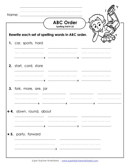 ABC Order - ABC Order - Word Sets (B-22) (Printable PDF Worksheet)