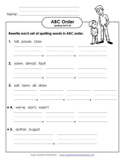 ABC Order - ABC Order - Word Sets (B-23) (Printable PDF Worksheet)