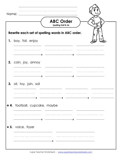 ABC Order - ABC Order - Word Sets (B-26) (Printable PDF Worksheet)