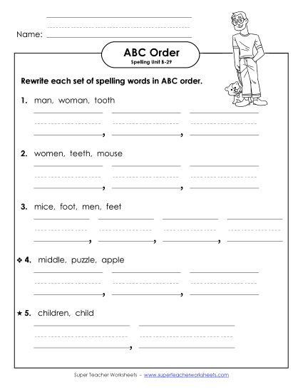 ABC Order - ABC Order - Word Sets (B-29) (Printable PDF Worksheet)
