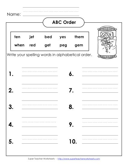 ABC Order - ABC Order - Write (A-2) (Printable PDF Worksheet)